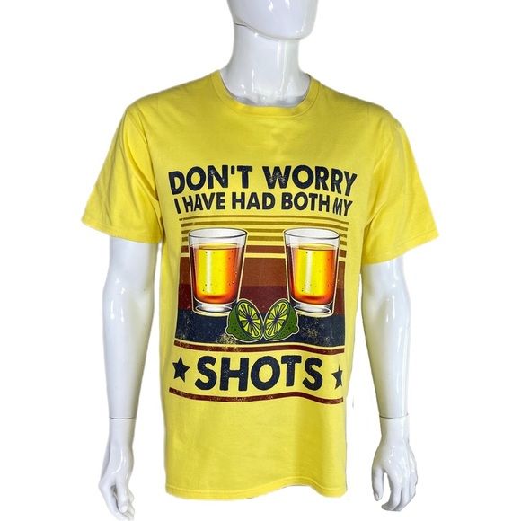 Men’s Don’t Worry I Have Had Both My Shots Yellow Tee - Picture 1 of 7